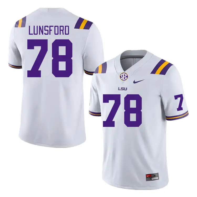 Men's LSU Tigers Mason Lunsford #78 White NCAA Football Jersey